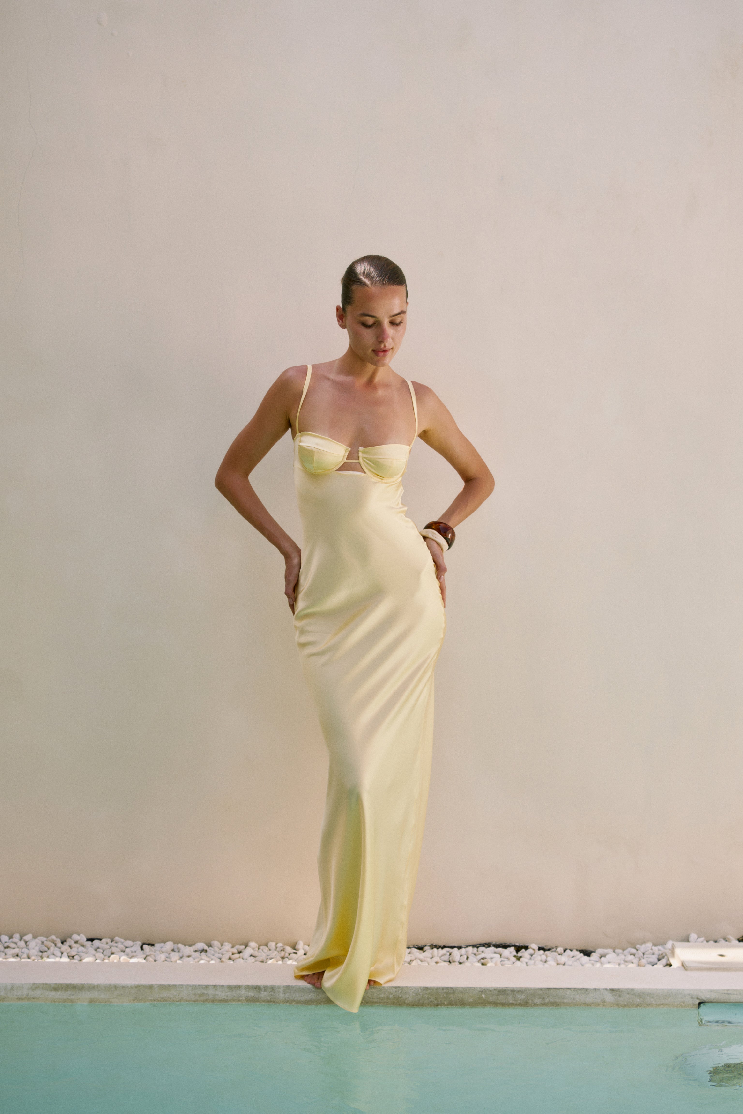 Yellow Silk Long Dress - Megan Mulberry Silk Slip Dress | therobeua L Yellow Silk Long Dress - Megan Mulberry Silk Slip Dress | therobeua L