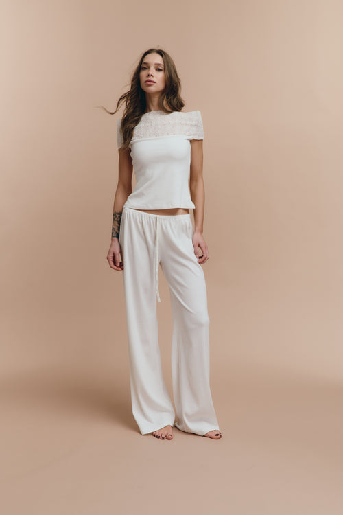 Stacy - White jersey pjs