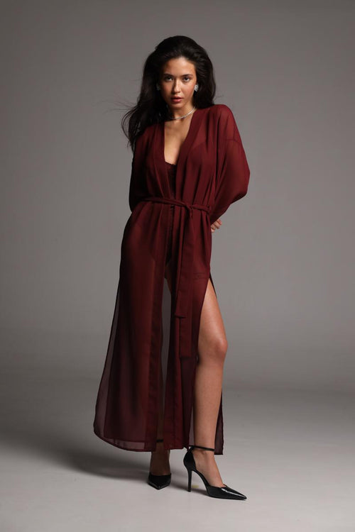 Kimono robe - Burgundy long