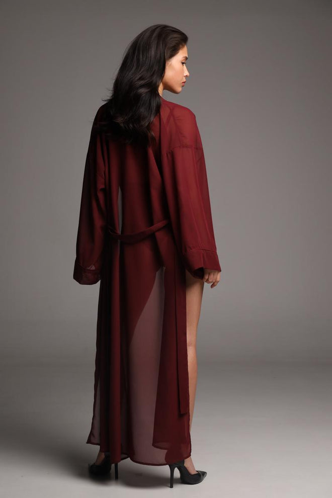 Kimono robe - Burgundy long