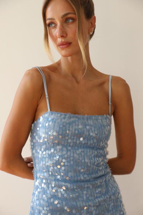 Hailey - Blue short sequin dress