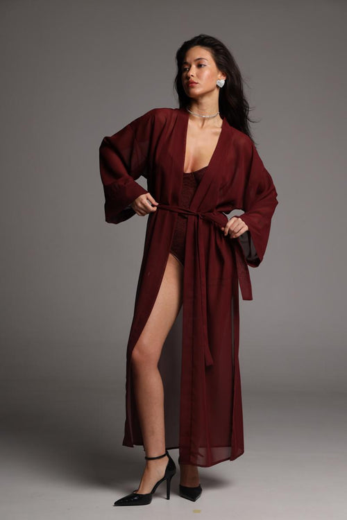 Kimono robe - Burgundy long