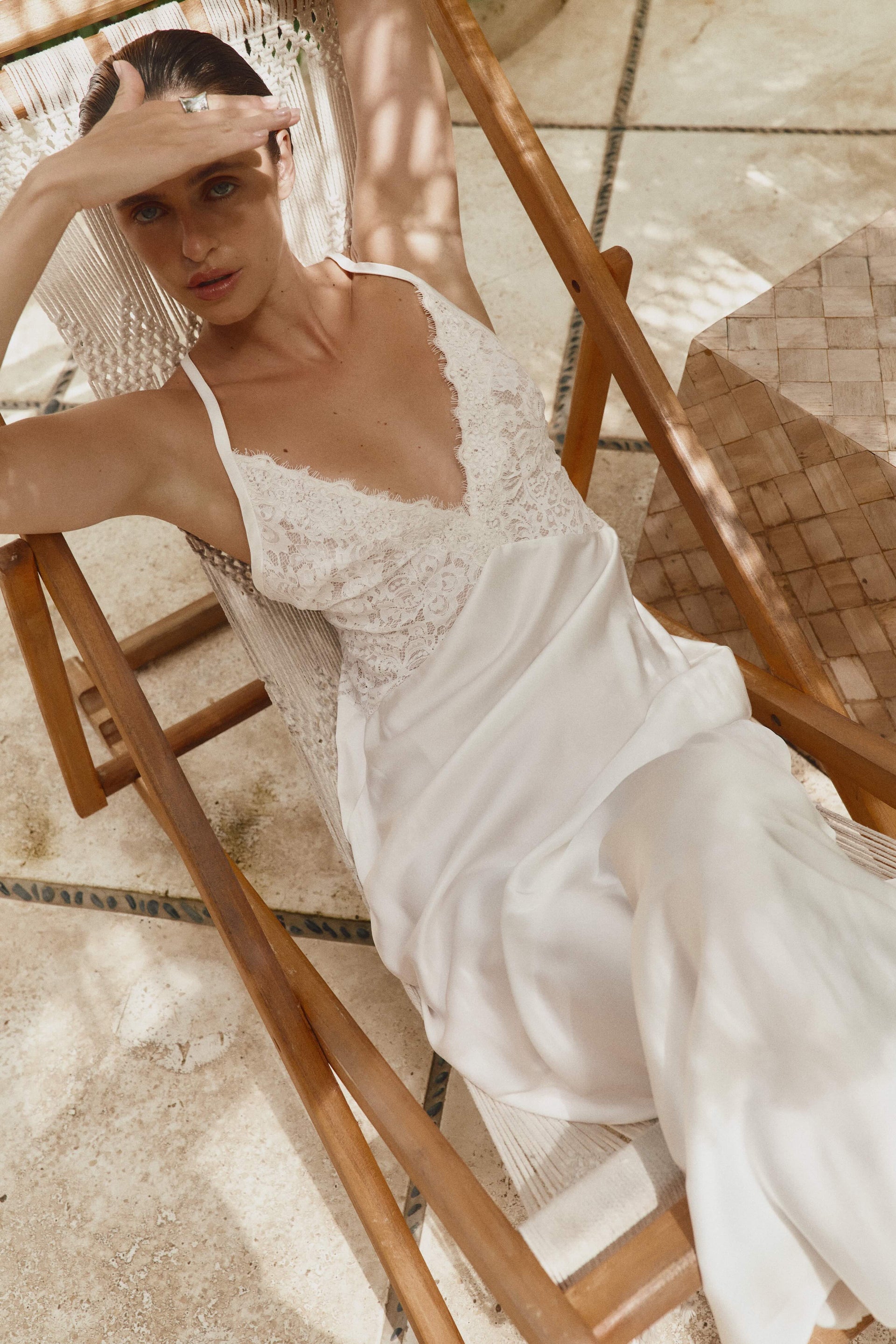 Satin Silk Dress - French Lace A-Line Bridal Dress