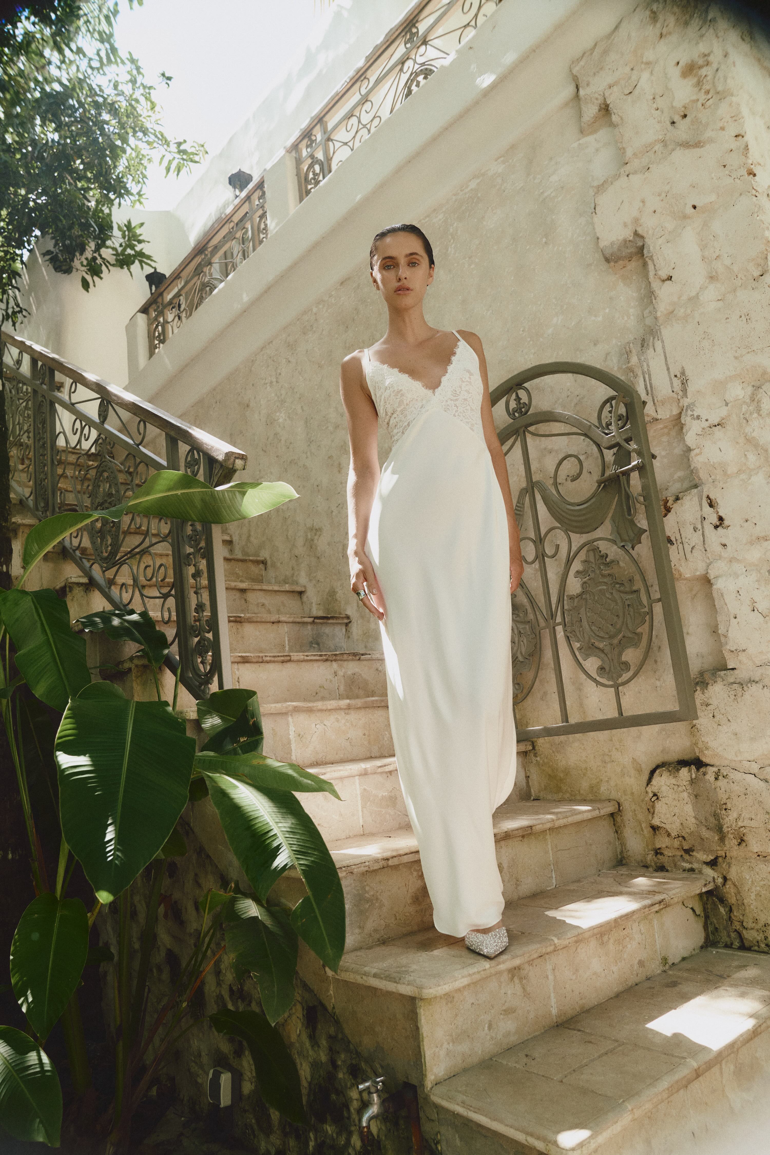 Satin Silk Dress - French Lace A-Line Bridal Dress