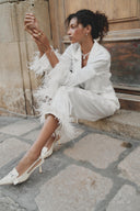 Emily pjs - White feathers with pants