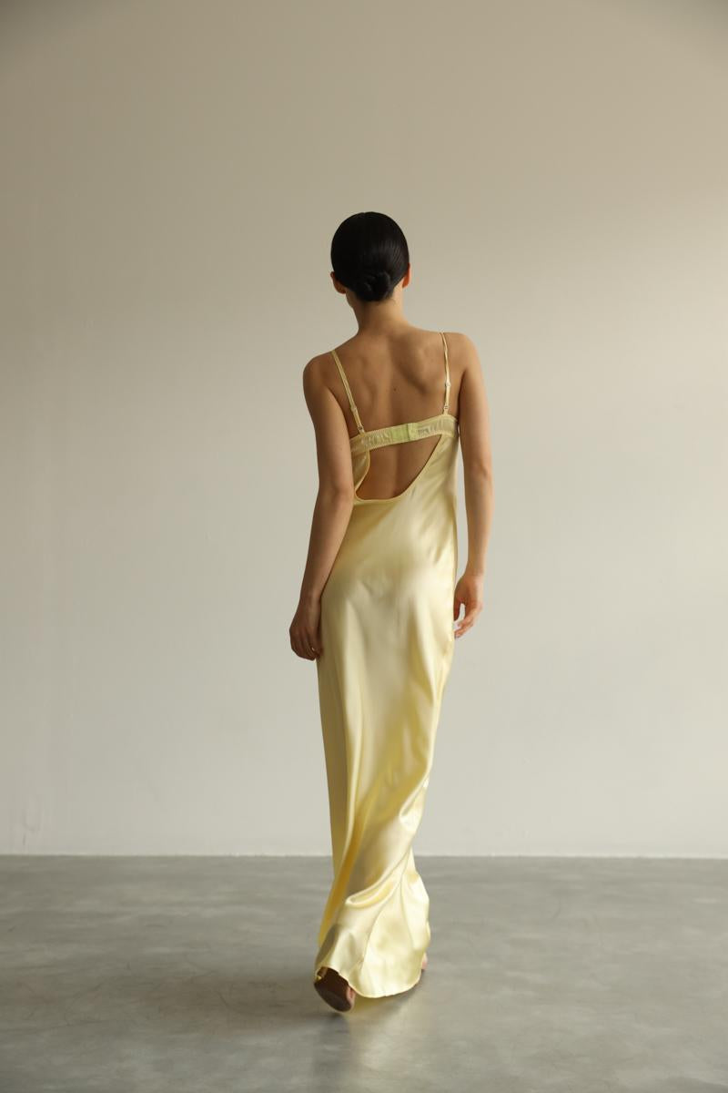 Yellow Silk Long Dress - Megan Mulberry Silk Slip Dress