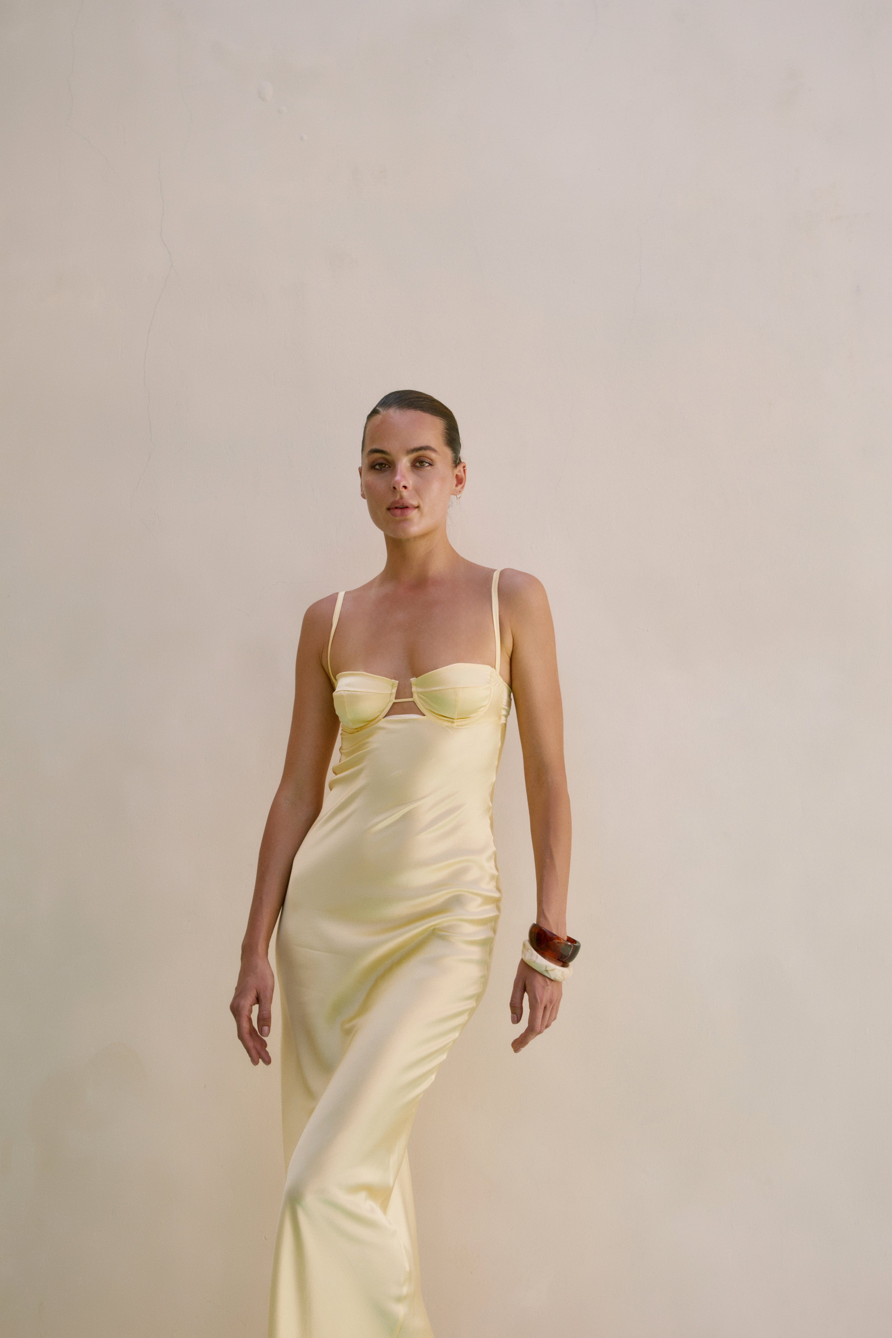 Yellow Silk Long Dress - Megan Mulberry Silk Slip Dress Yellow Silk Long Dress - Megan Mulberry Silk Slip Dress