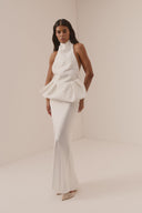 Long satin skirt - White