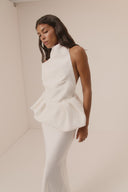 Long satin skirt - White