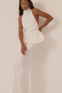 Long satin skirt - White