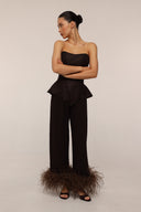 Amelia - feather pants - Chocolate