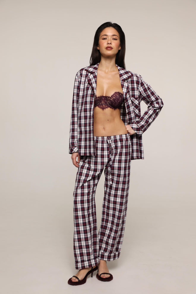 Tartan - long pants - Burgundy