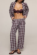 Тартан - довгі штани - бордові