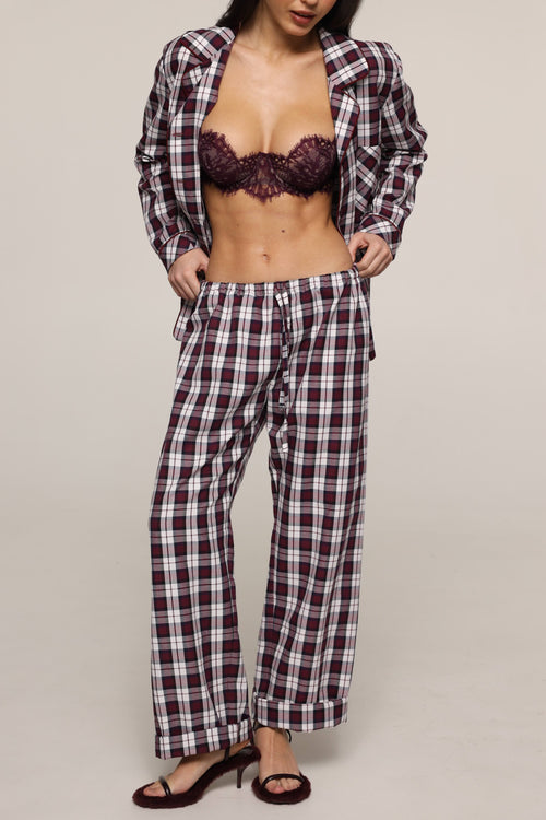 Tartan - long pants - Burgundy