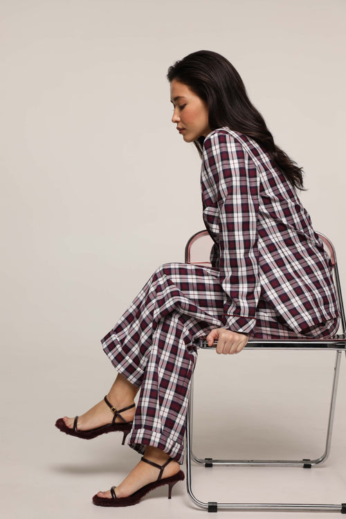 Tartan - pjs long sleeve shirt - Burgundy