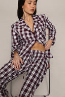 Tartan - pjs long sleeve shirt - Burgundy