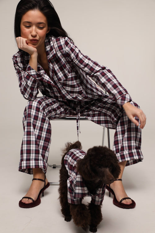 Tartan - pet pjs - Burgundy
