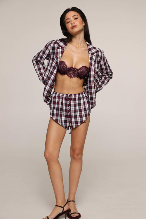 Tartan - shorts - Burgundy