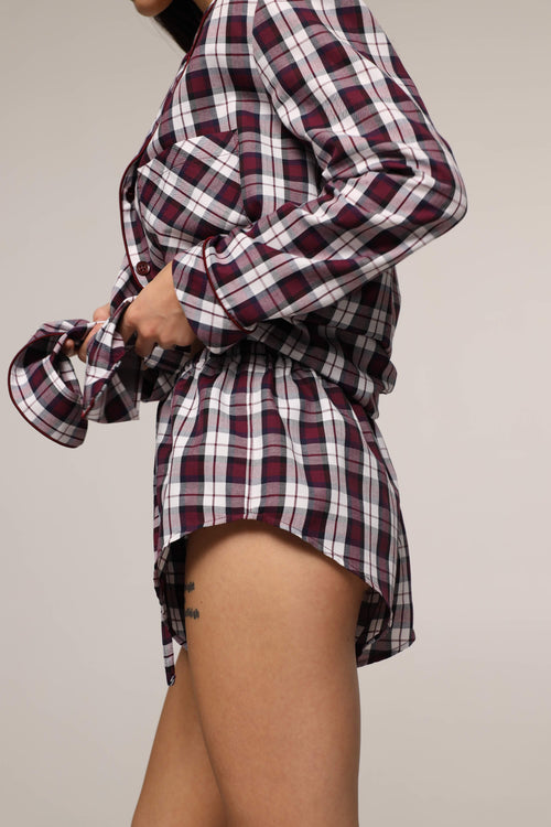 Tartan - shorts - Burgundy