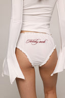 Kerry - curly briefs - White with embroidery