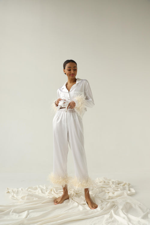 Pajama set - White feather with pants