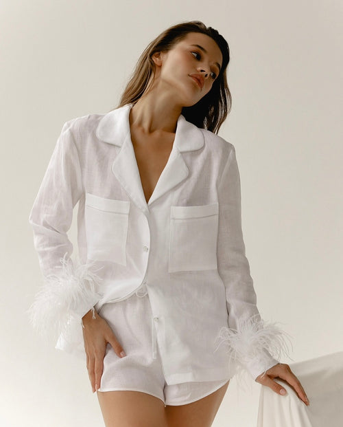 Pajama set - Linen white feather – therobeua