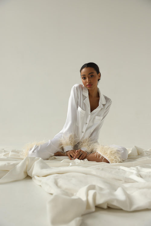 Pajama set - White feather with pants